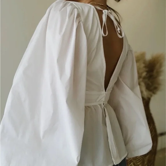 White Puff Sleeve Top - Picture 2 of 5